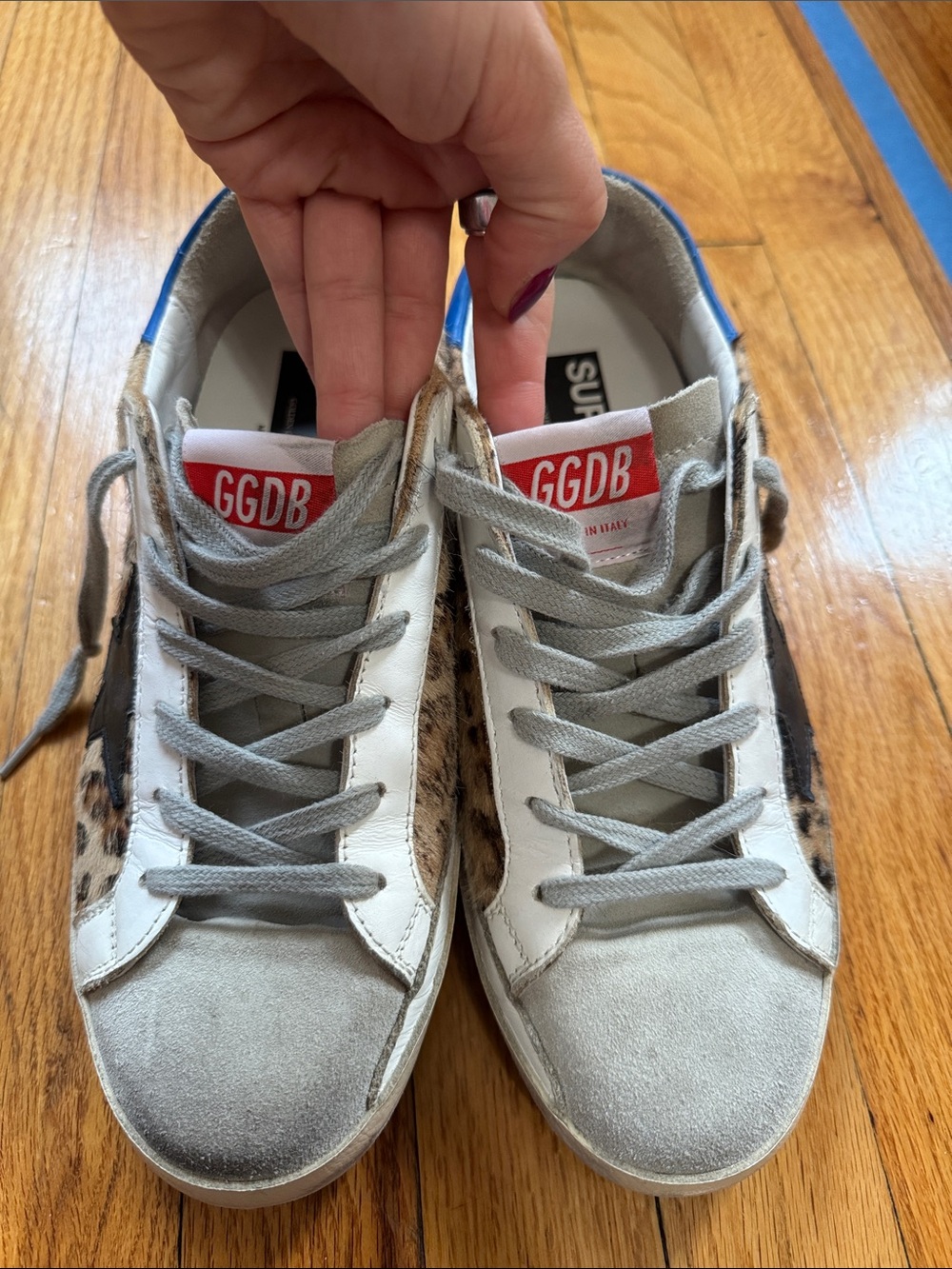 Golden Goose Grey Suede & Leopard Print Sneakers